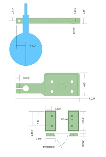 Scale drawing of dial indicator holder with dimensions