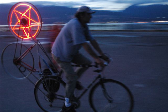 Cyclist with POV wheel